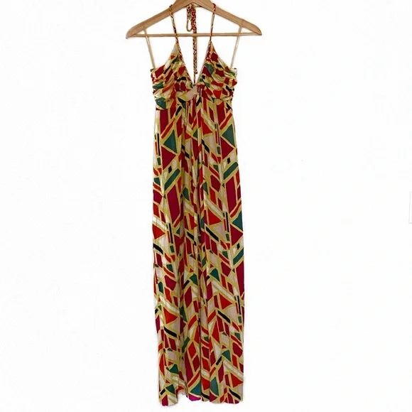 maxi backless halter dress Red Rhinestone Halter Backless Maxi Dress